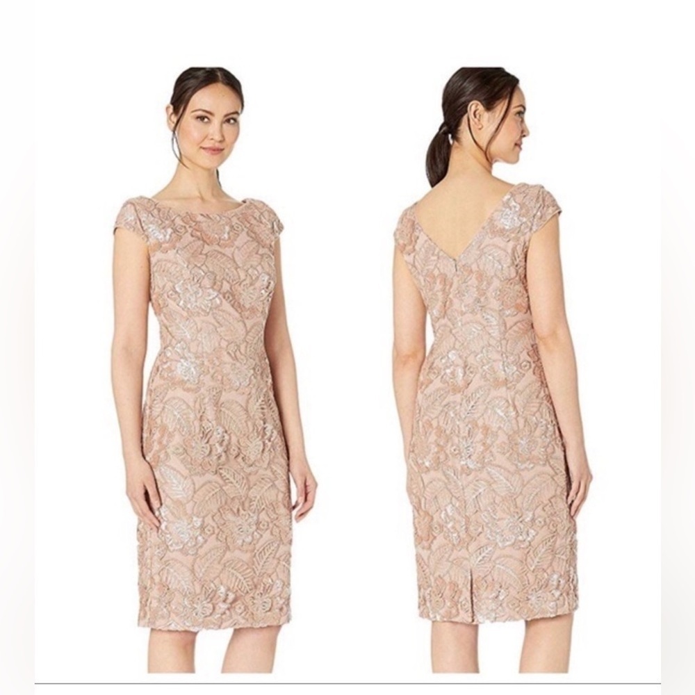 ALEX EVENINGS Short Embroidered Sequin Lace Dress